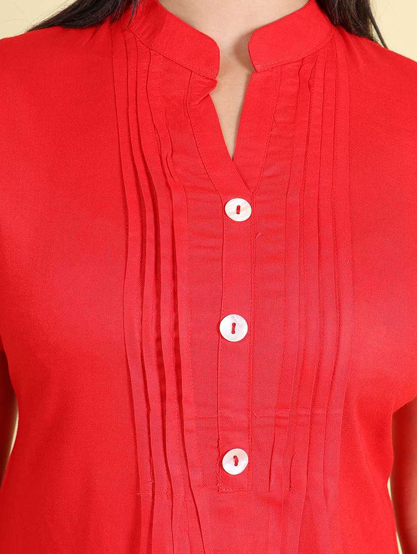 Women Solid Short Sleeve A-line Kurta - 22662473 -  Standard Image - 1