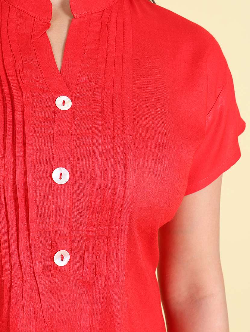 Women Solid Short Sleeve A-line Kurta - 22662473 -  Standard Image - 6