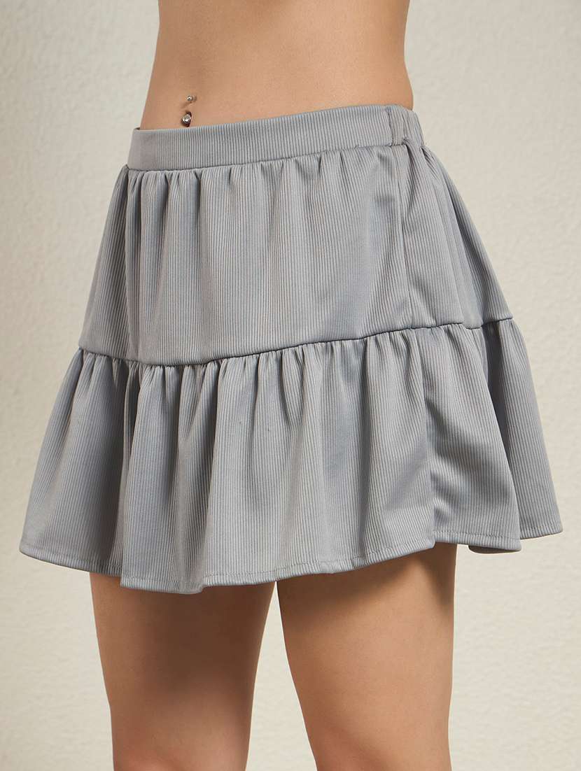 Women Solid Mid Rise Tiered Skirt - 22662593 -  Standard Image - 1