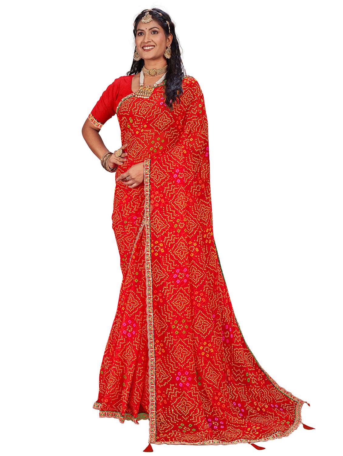 Women Printed Casual Wear Saree With Blouse - 22663301 -  Standard Image - 1