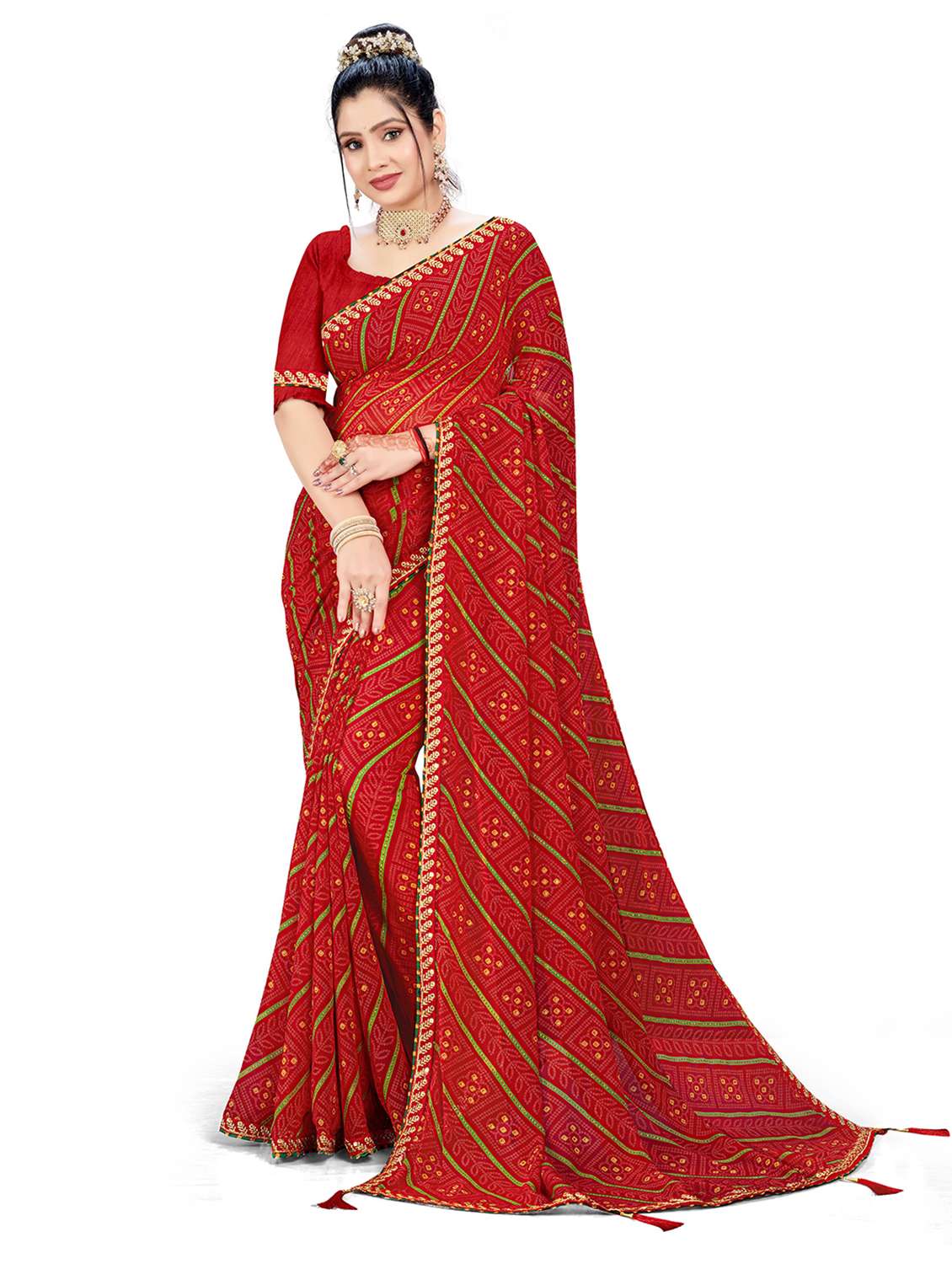 women printed casual wear saree with blouse