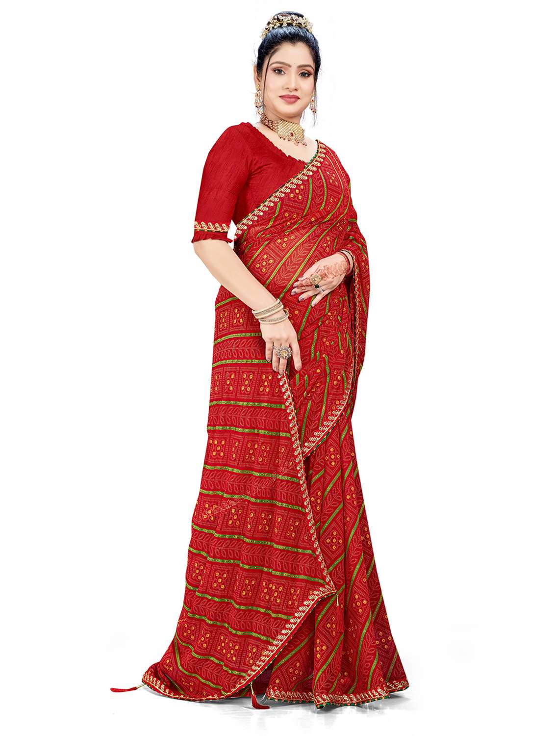 Women Printed Casual Wear Saree With Blouse - 22663367 -  Standard Image - 1