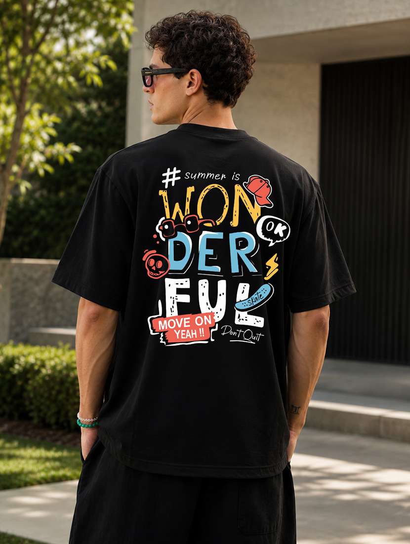 men printed short sleeves oversized t-shirt