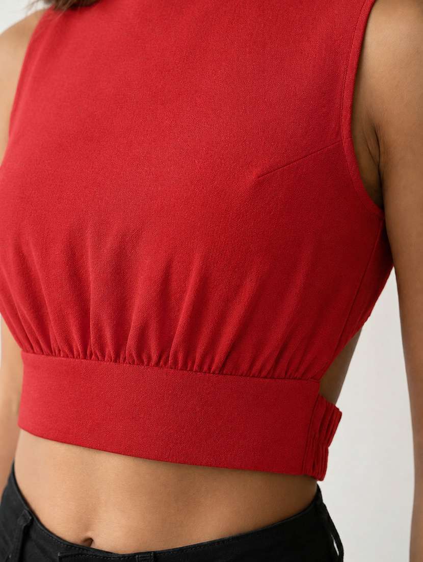 Women Solid Sleeveless Crop Top - 22663819 -  Standard Image - 1