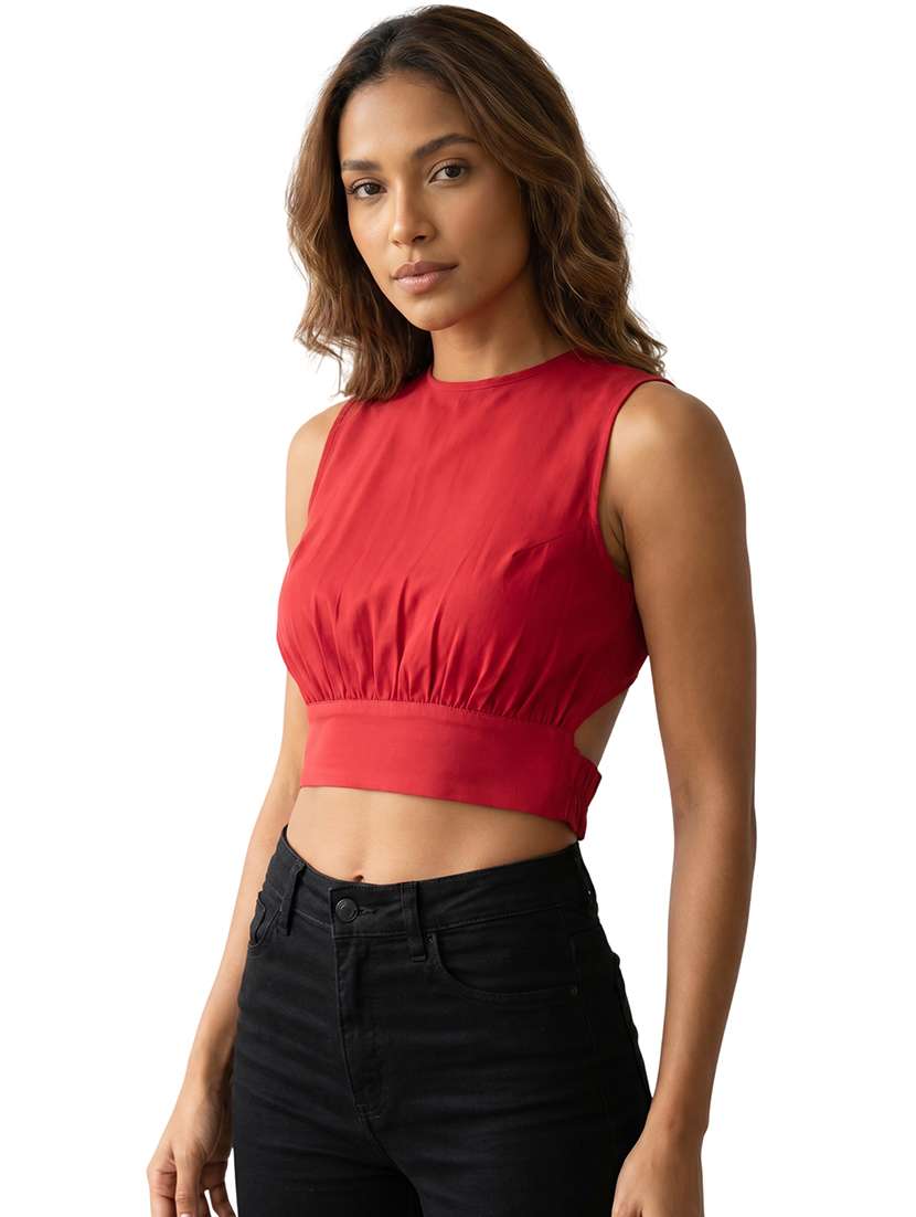Women Solid Sleeveless Crop Top - 22663819 -  Standard Image - 4