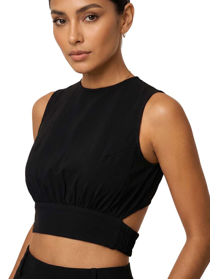 Women Solid Sleeveless Crop Top - 22663820 -  Standard Image - 1