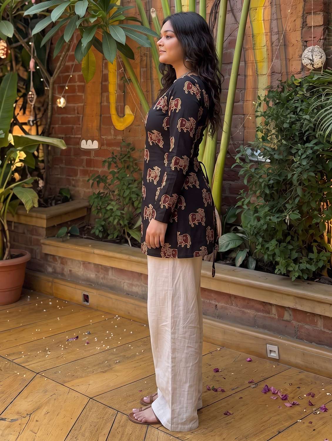Women Printed Long Sleeves Straight Kurti - 22663917 -  Standard Image - 1