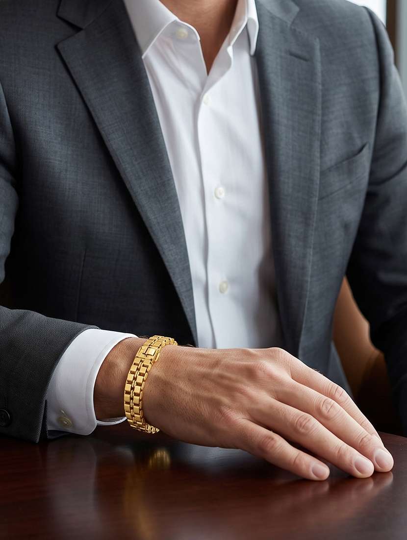 Men Brass Gold Plated Heavy Bracelet - 22663928 -  Standard Image - 4