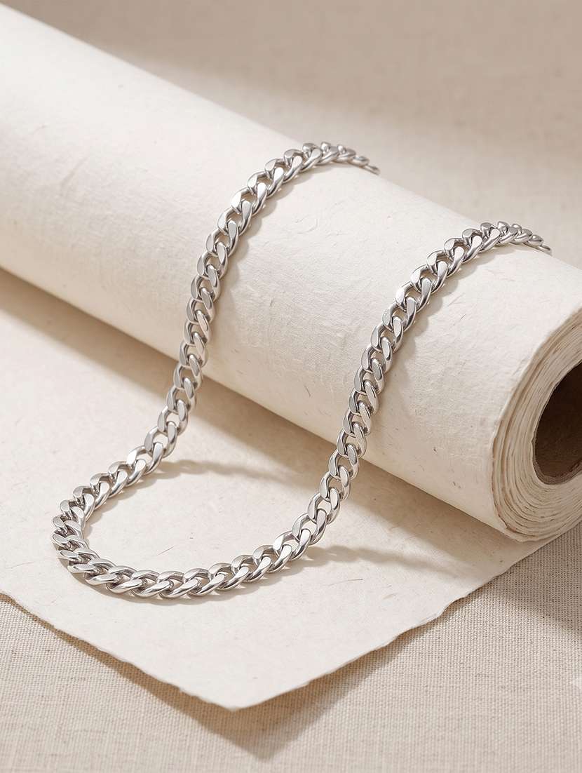 men brass silver plated chain necklace 