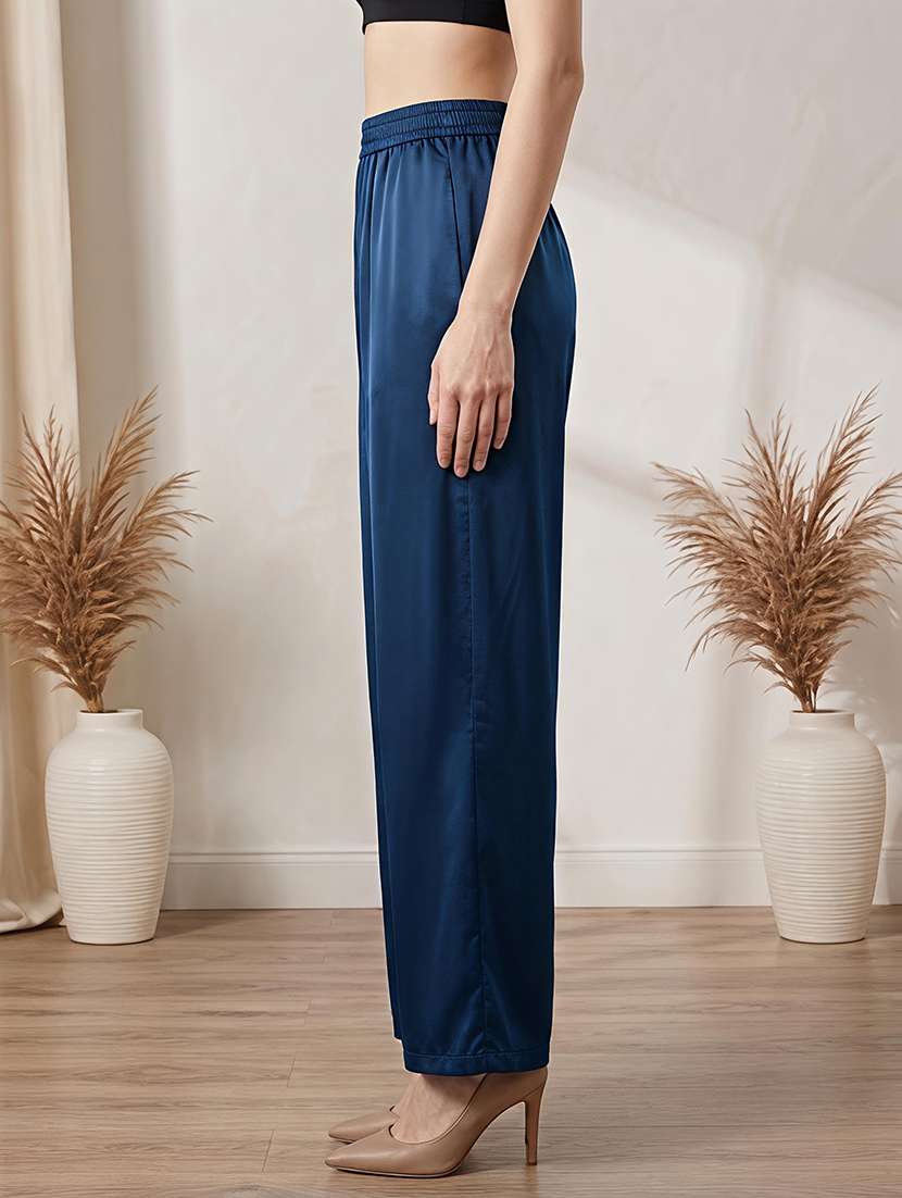 Women Solid Mid Rise Straight Palazzo - 22664427 -  Standard Image - 1