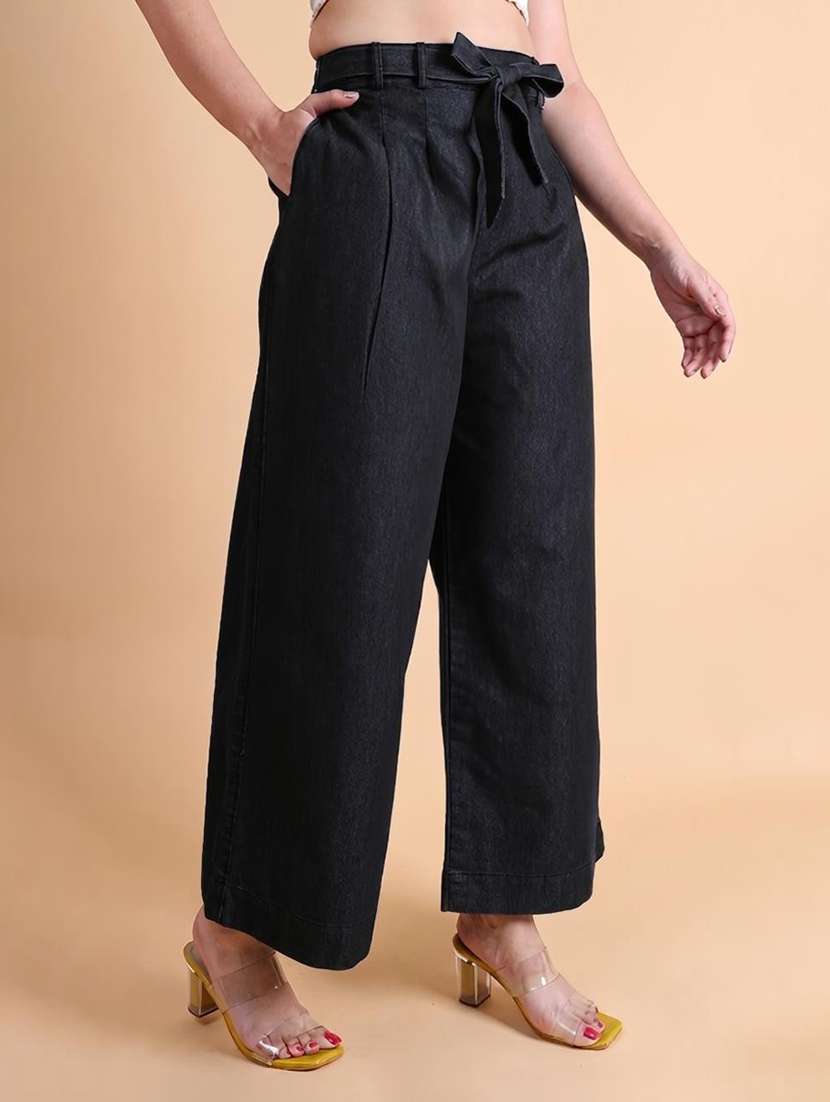 Women Solid High Rise Straight Palazzo - 22664464 -  Standard Image - 1