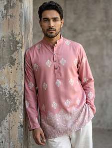 Men Embroidered Mandarin Neck Short Kurta - Image 7