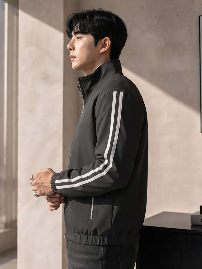 Men Taped Long Sleeves Regular Fit Bomber Jacket - 22664734 -  Standard Image - 1