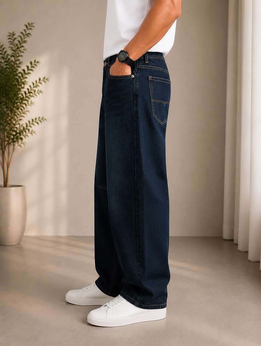 men washed mid rise full length baggy jeans - 22664814 -  Standard Image - 1