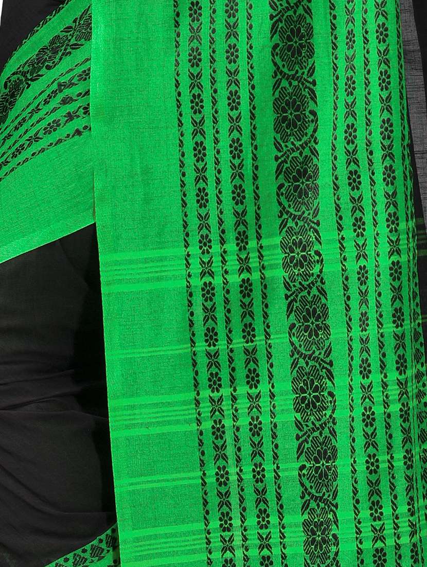 Women Solid With Bordered Handloom Saree With Blouse - 22665014 -  Standard Image - 1