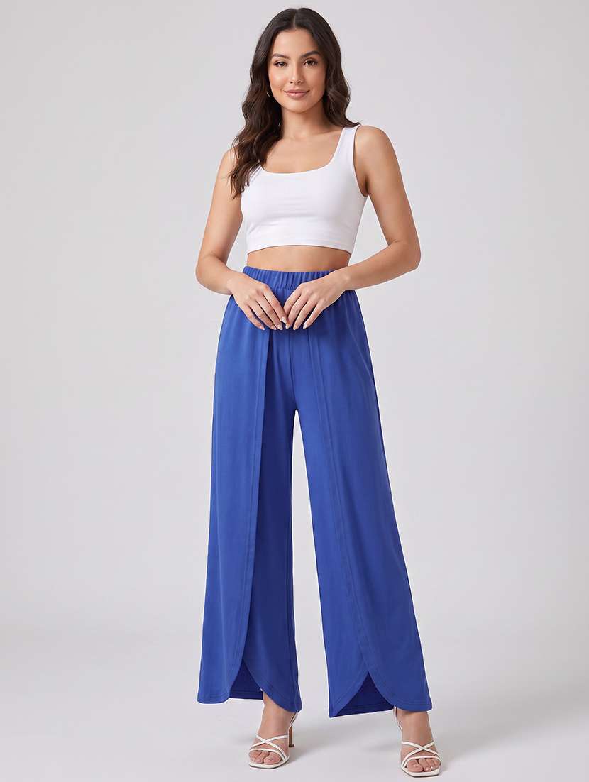 Women Solid High Rise Wide Leg Trouser - 22665104 -  Standard Image - 4