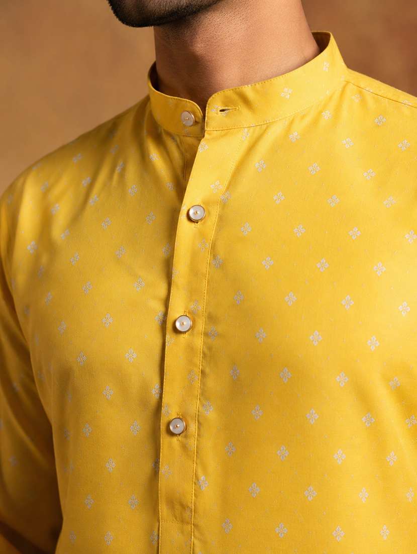 men printed mandarin neck short kurta - 22665161 -  Standard Image - 1