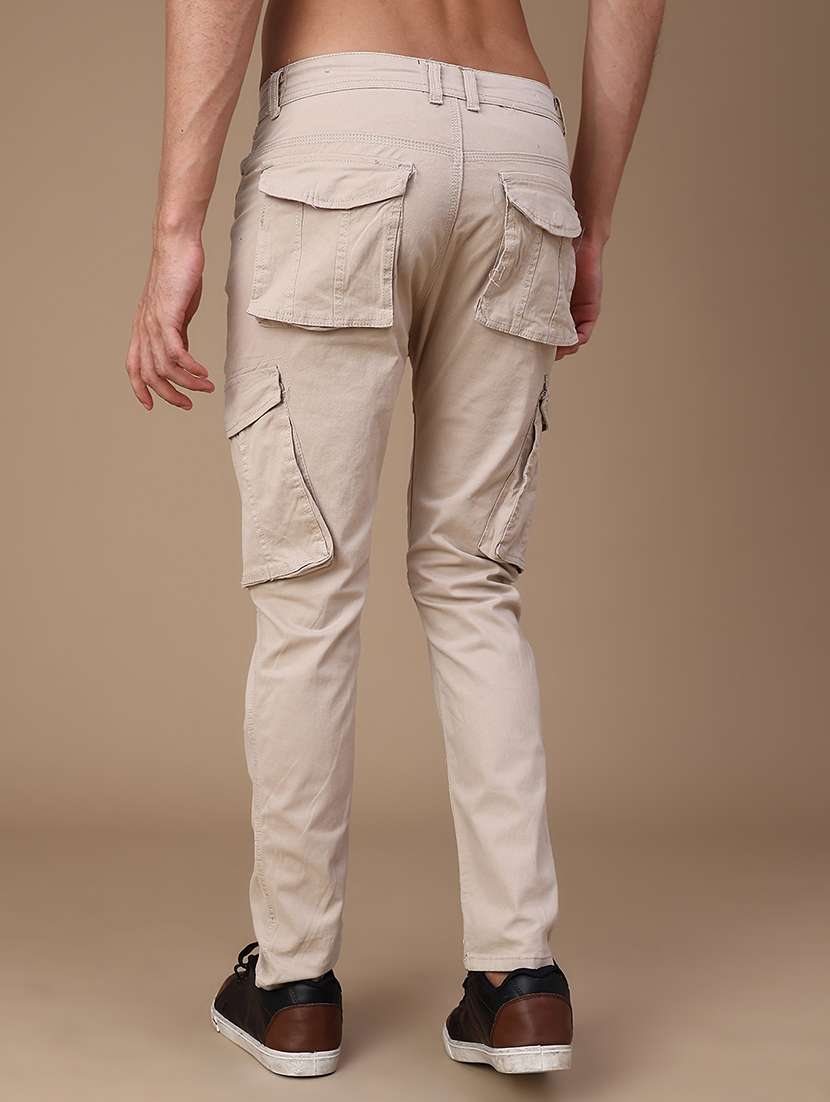 Men Solid Mid Rise Regular Fit Cargo - 22686107 -  Standard Image - 4