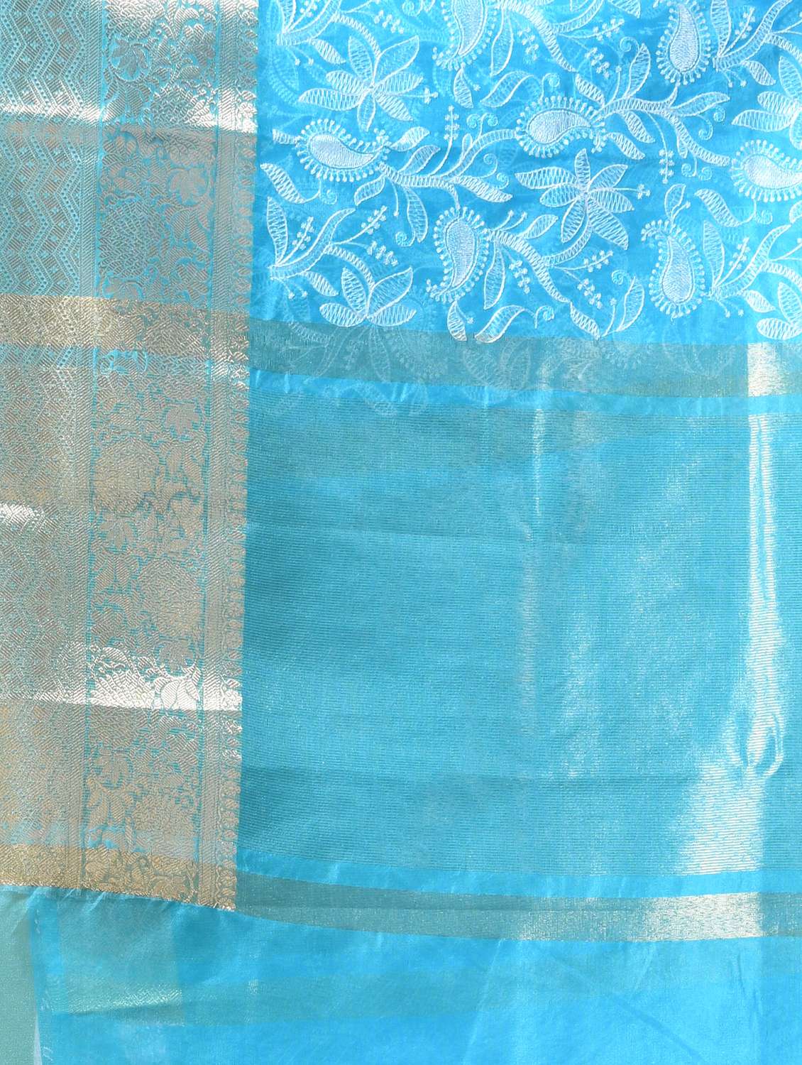 Women Solid With Work Bordered Saree With Blouse - 22686306 -  Standard Image - 4
