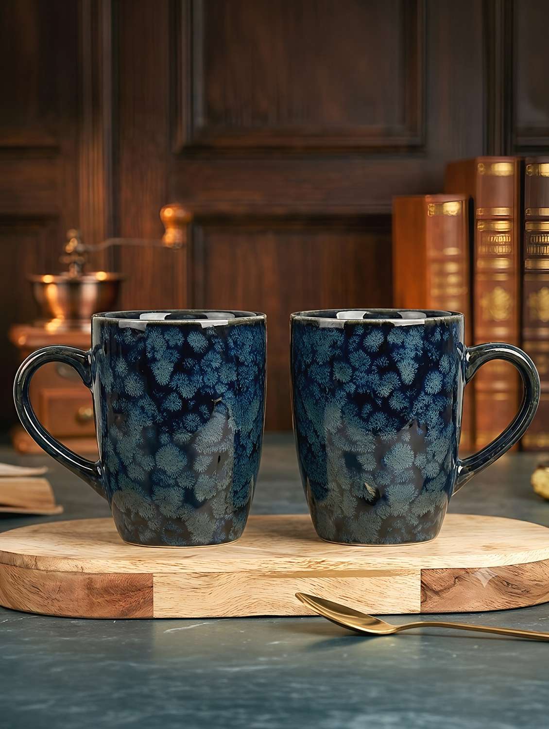 Moody Panda Elegant Collection | Mug Set Of 2 | Coffee Mug | Milk Mug | Stoneware Mugs | 300ml | Designer Mugs | Large | Blue - 22686591 -  Standard Image - 1