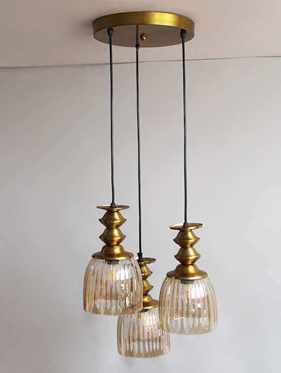 Ribbed Glass 3-light Cluster Hanging Lamp - 22686604 -  Standard Image - 4