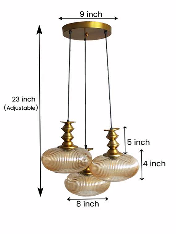 Ribbed Amber Kachori Glass Cluster Hanging Light - 22686605 -  Standard Image - 6