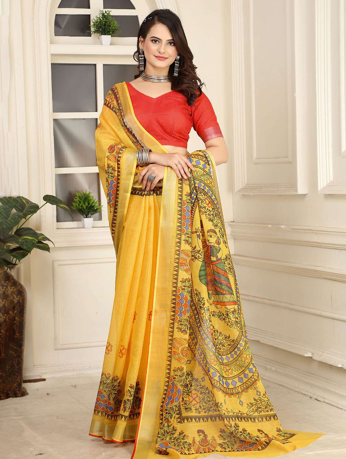 Women Printed Casual Wear Saree With Blouse - 22686775 -  Standard Image - 1