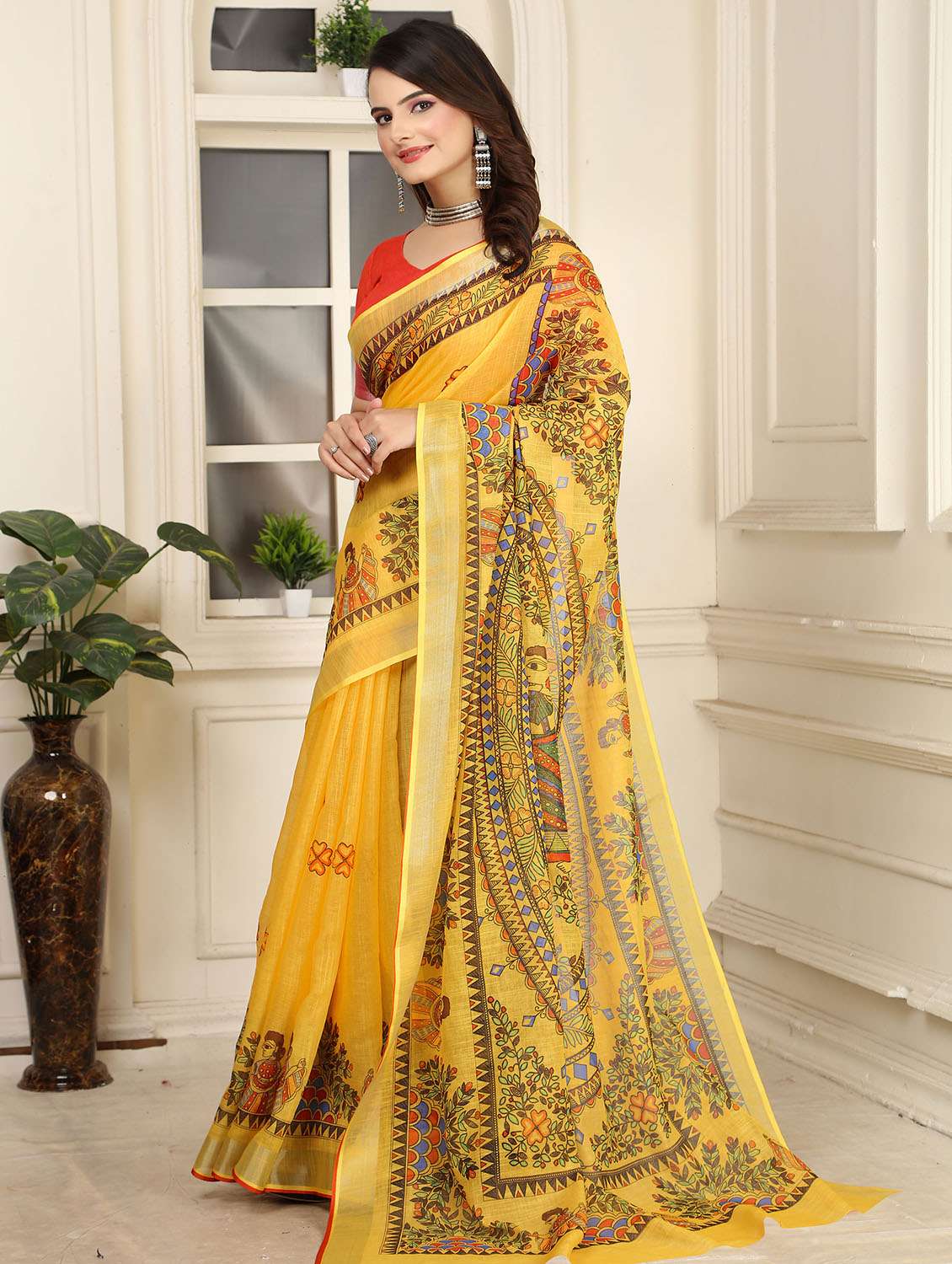 Women Printed Casual Wear Saree With Blouse - 22686775 -  Standard Image - 4