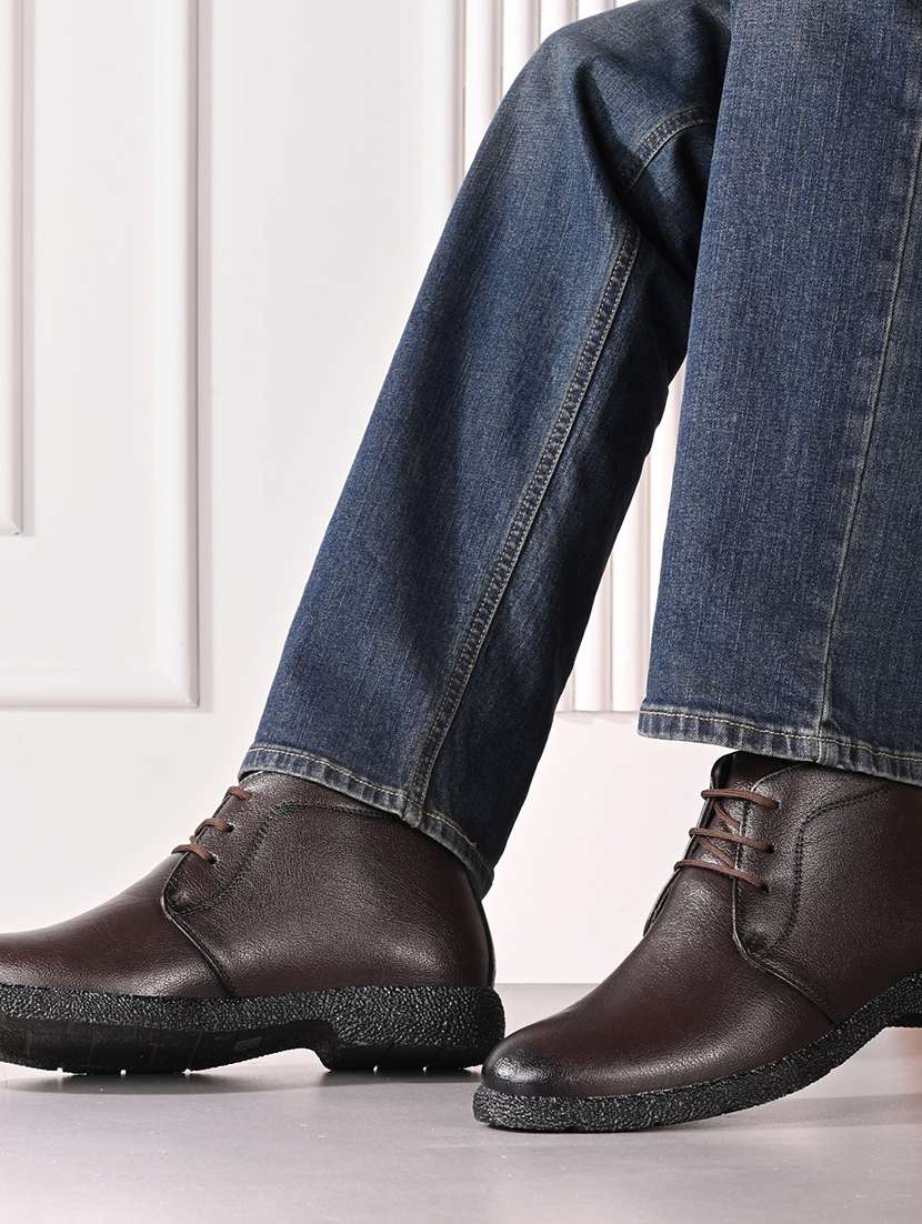Men Solid Lace Up High Ankle Boots - 22686882 -  Standard Image - 4