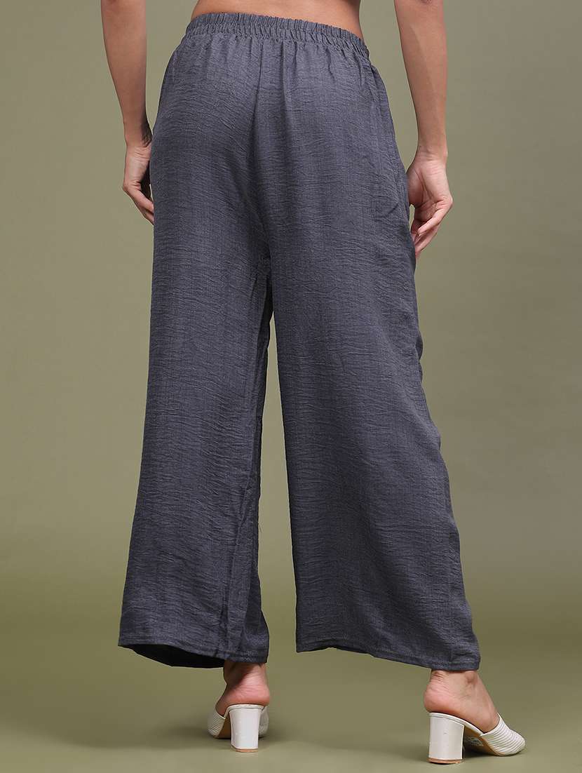 Women Solid Mid Rise Wide Leg Trouser - 22687165 -  Standard Image - 4