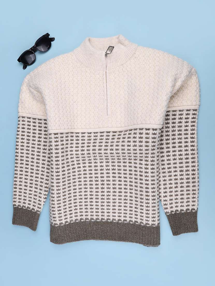 Boys Self Design Long Sleeves Regular Sweater - 22687234 -  Standard Image - 1