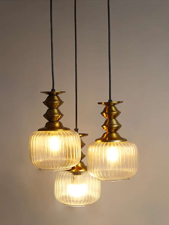 3-light Ribbed Clear Glass Cluster Hanging Light - 22687347 -  Standard Image - 4