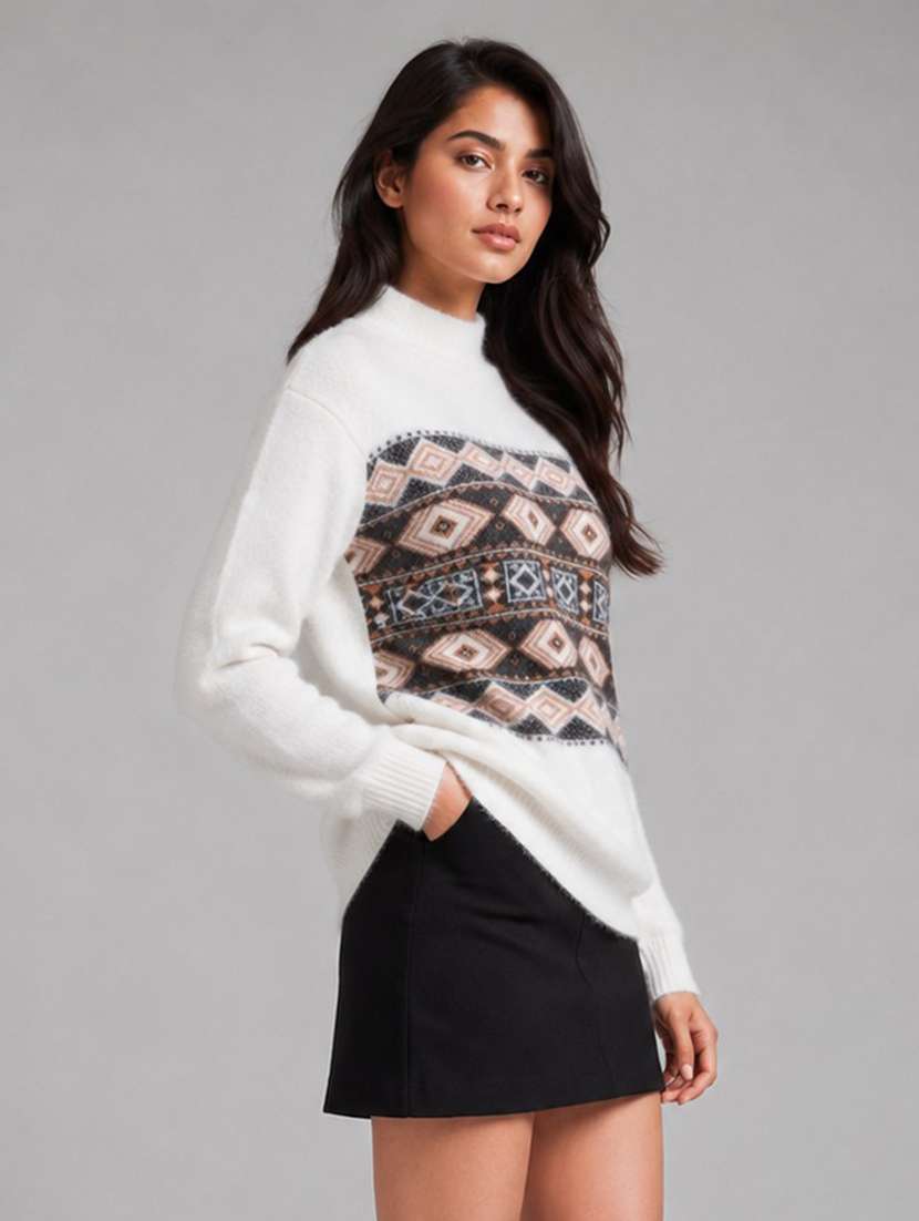 Women Self Design Long Sleeves Regular Fit Pullover - 22687356 -  Standard Image - 1