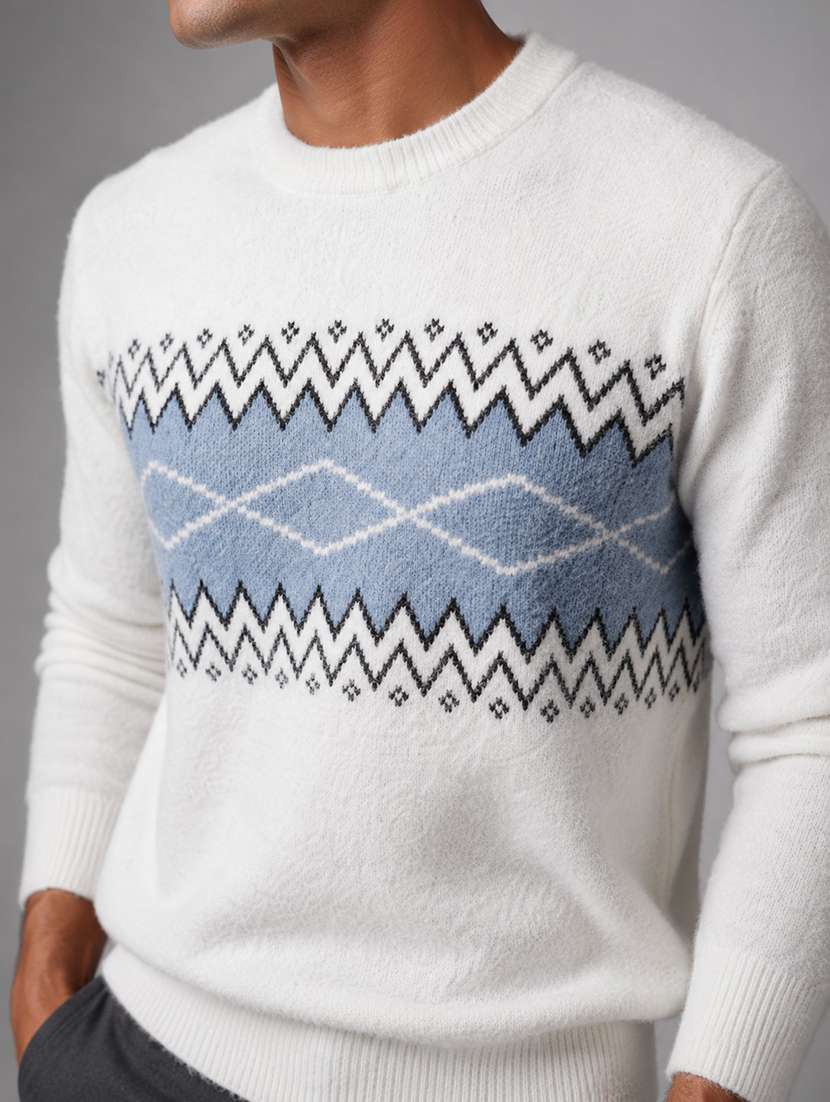 Men Self Design Long Sleeves Regular Fit Pullover - 22687359 -  Standard Image - 1