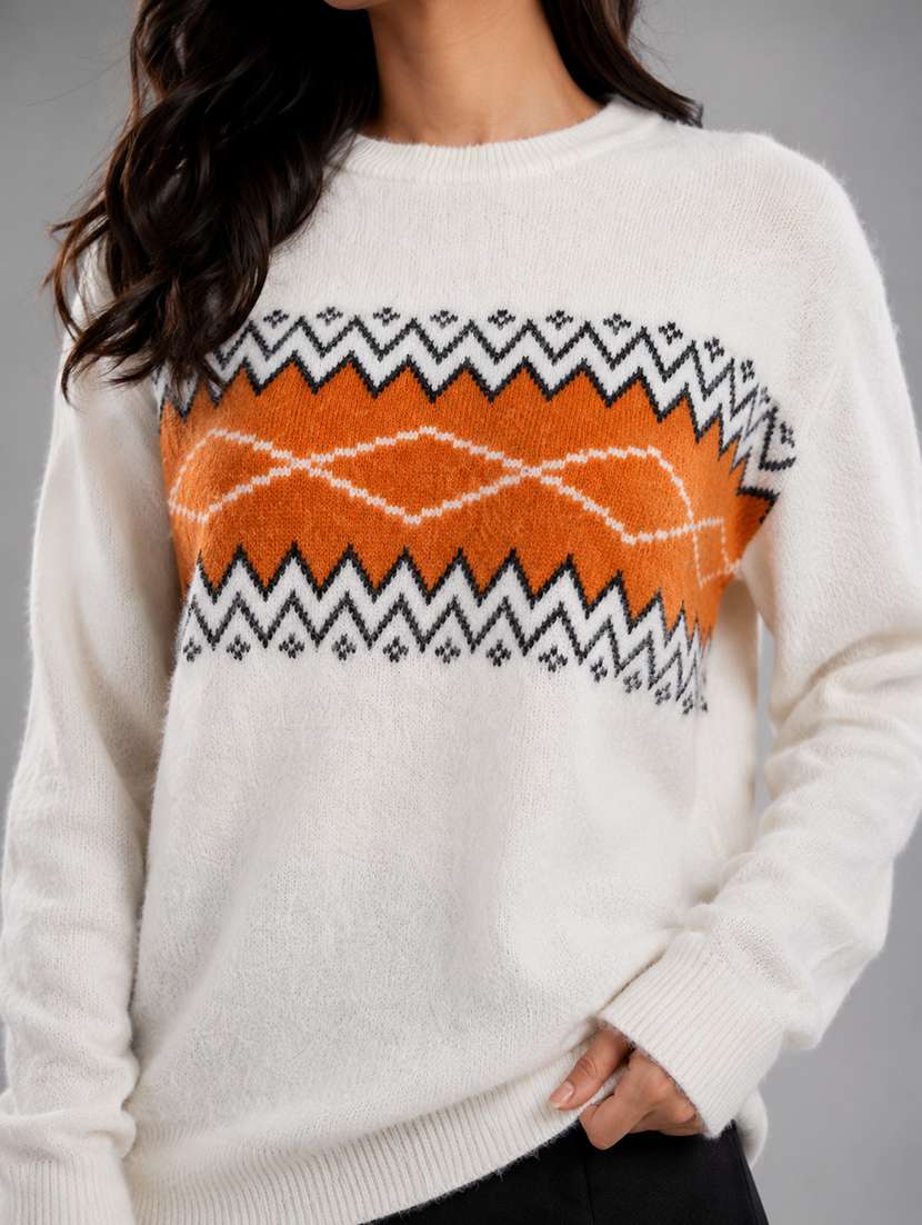 Women Self Design Long Sleeves Regular Fit Pullover - 22687363 -  Standard Image - 1
