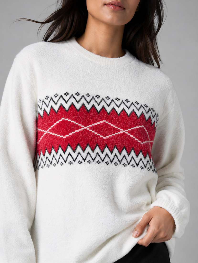 Women Self Design Long Sleeves Regular Fit Pullover - 22687364 -  Standard Image - 1