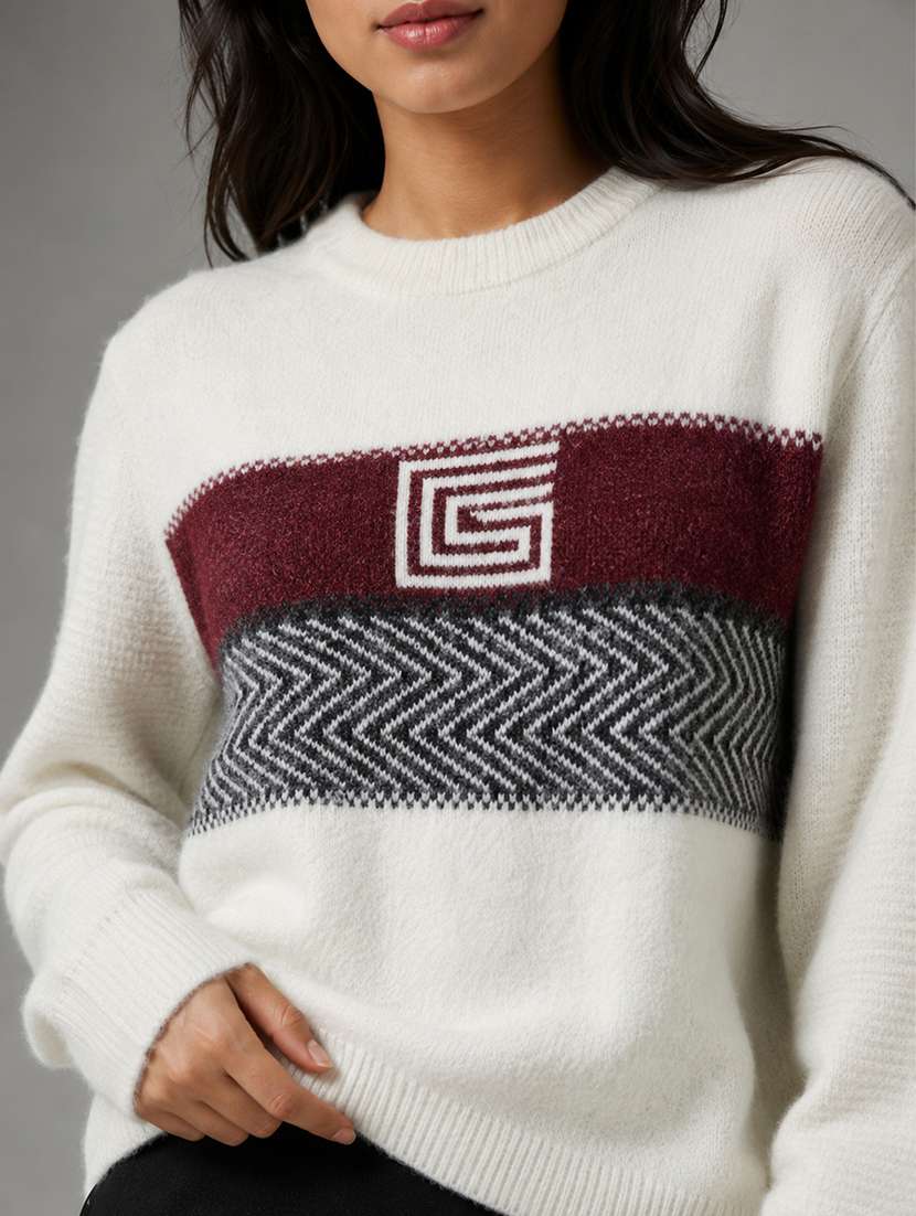 Women Self Design Long Sleeves Regular Fit Pullover - 22687370 -  Standard Image - 1