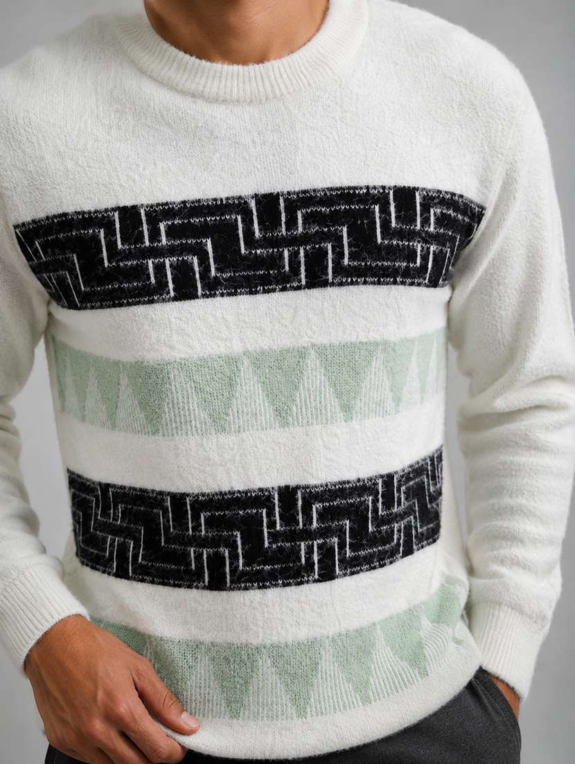 Men Self Design Long Sleeves Regular Fit Pullover - 22687373 -  Standard Image - 1