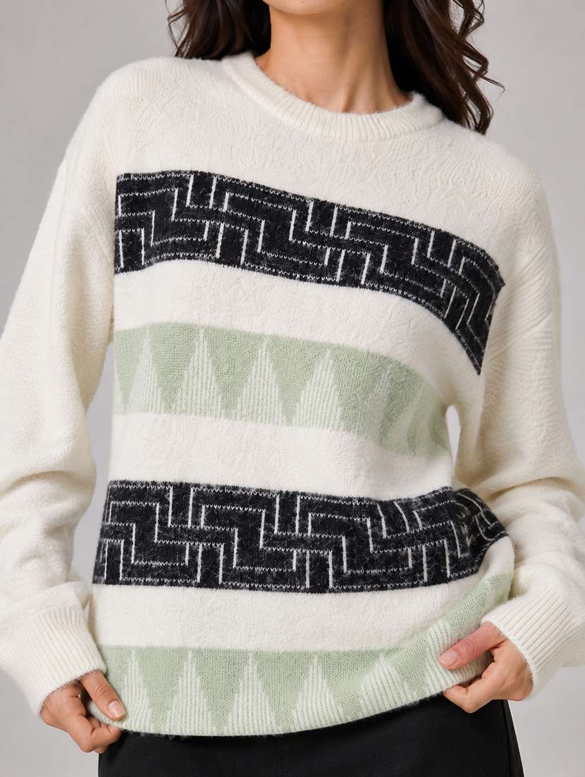 Women Self Design Long Sleeves Regular Fit Pullover - 22687377 -  Standard Image - 1