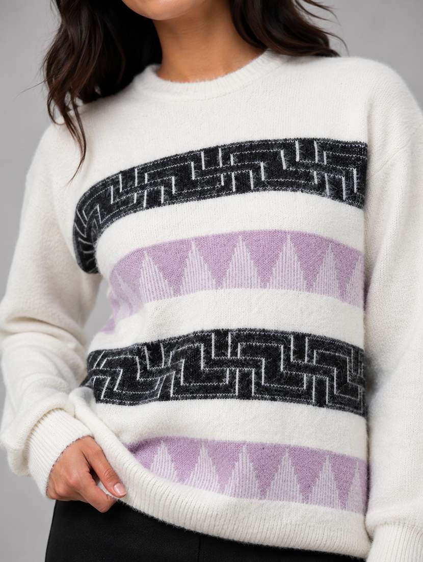 Women Self Design Long Sleeves Regular Fit Pullover - 22687378 -  Standard Image - 1
