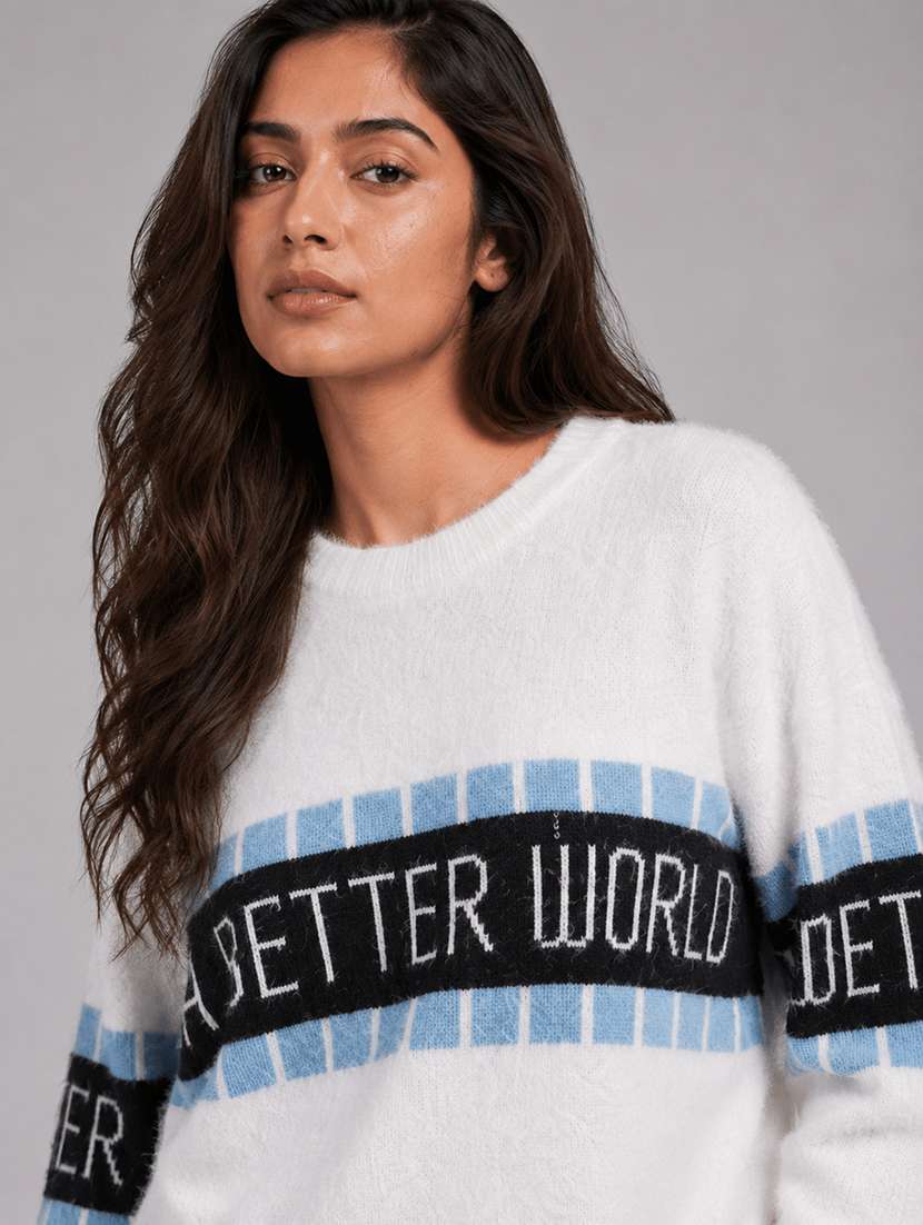 Women Self Design Long Sleeves Regular Fit Pullover - 22687383 -  Standard Image - 1