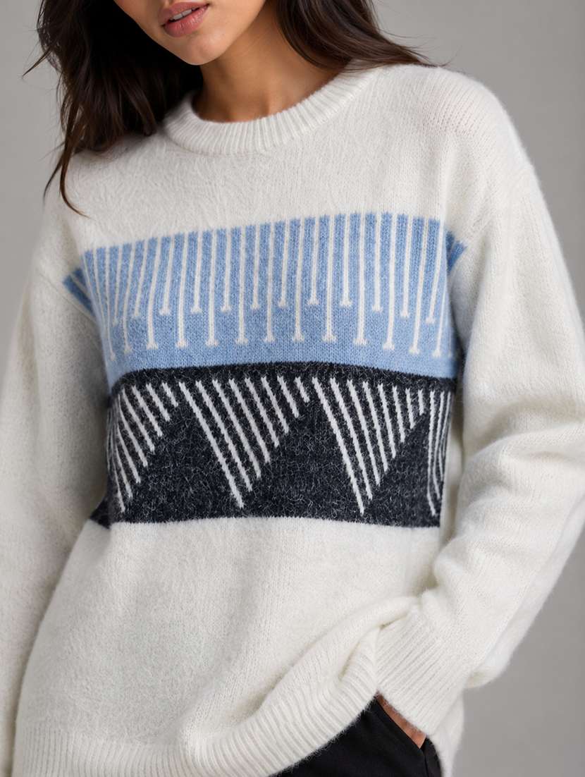 Women Self Design Long Sleeves Regular Fit Pullover - 22687389 -  Standard Image - 1