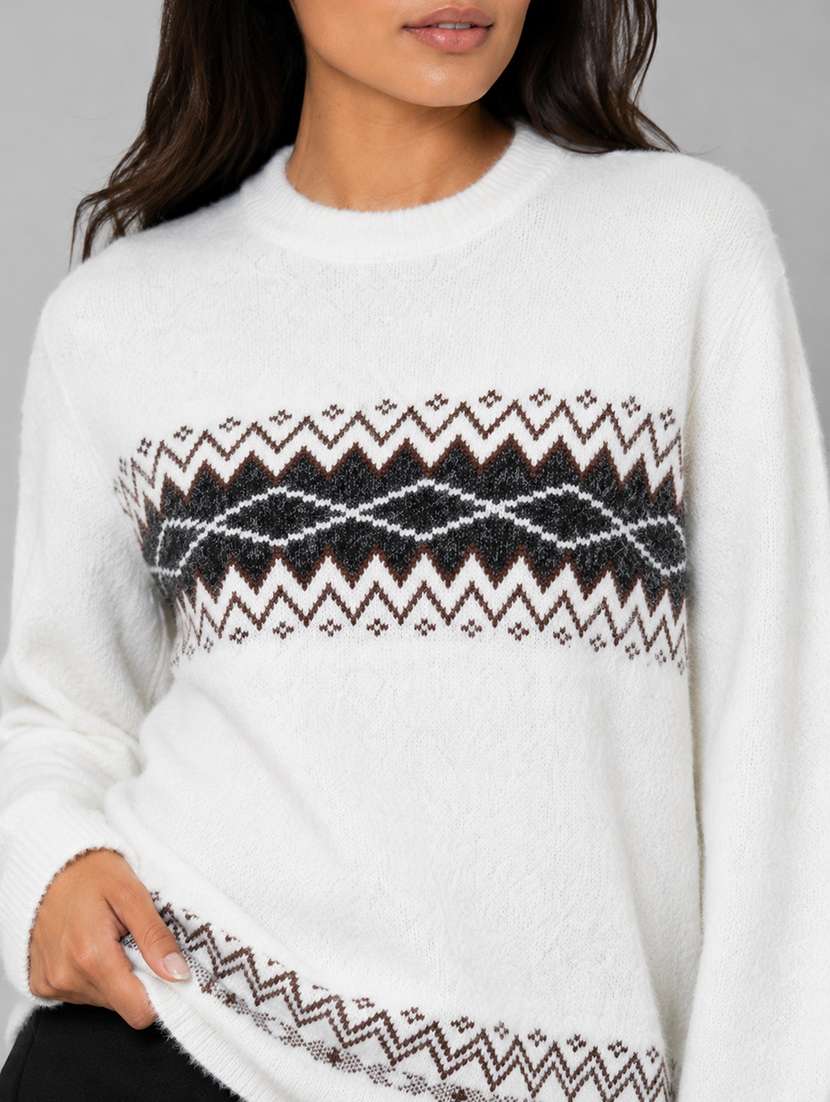 Women Self Design Long Sleeves Regular Fit Pullover - 22687396 -  Standard Image - 1