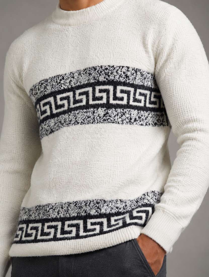 Men Self Design Long Sleeve Regular Fit Pullover - 22687397 -  Standard Image - 1