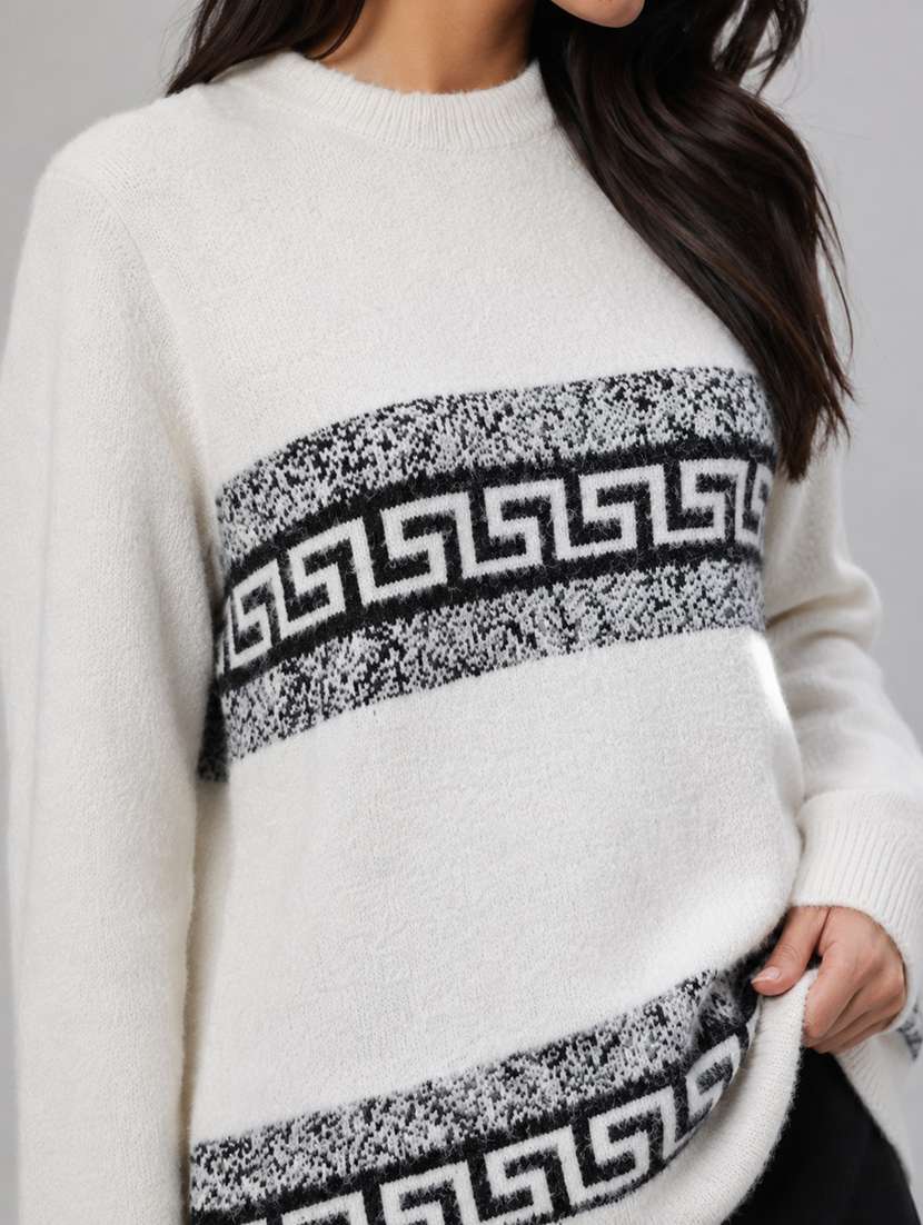 Women Self Design Long Sleeve Pullover - 22687398 -  Standard Image - 1