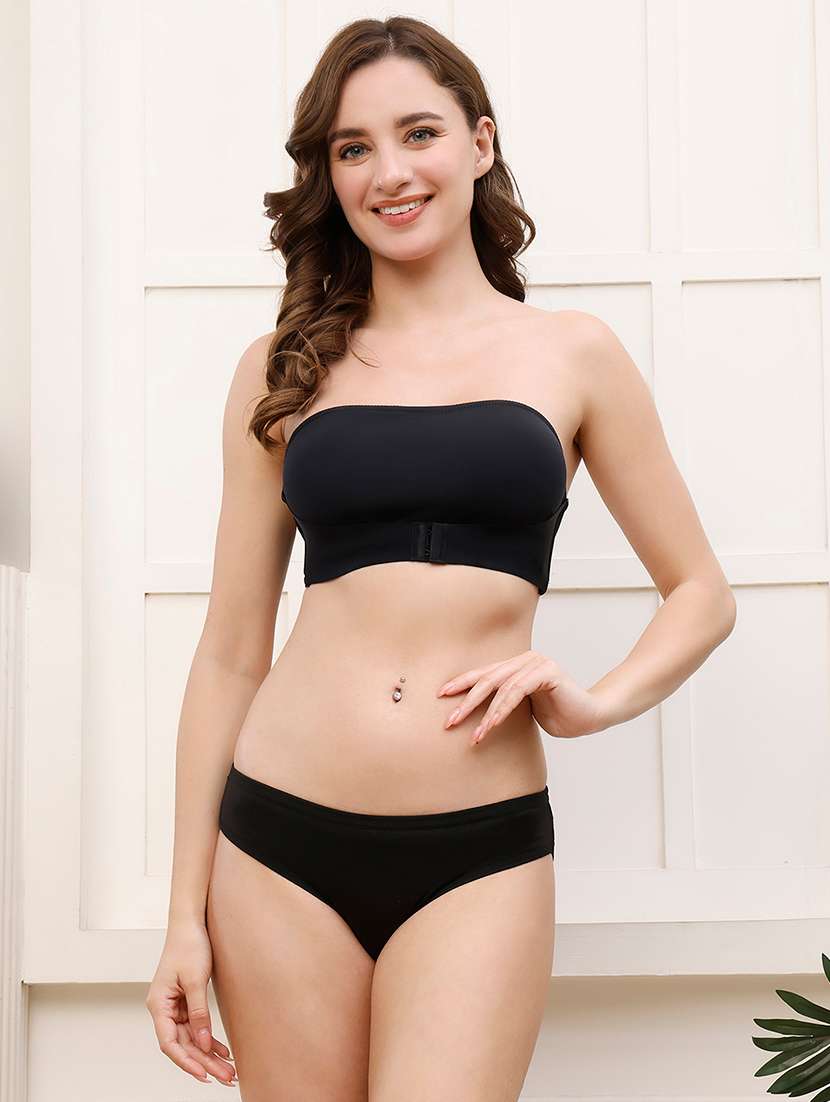 women solid half coverage bra and panty set - 22687551 -  Standard Image - 1