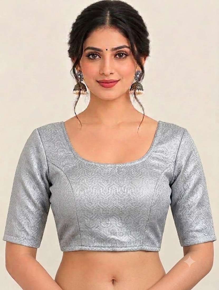 women self design short sleeve stitched blouse 