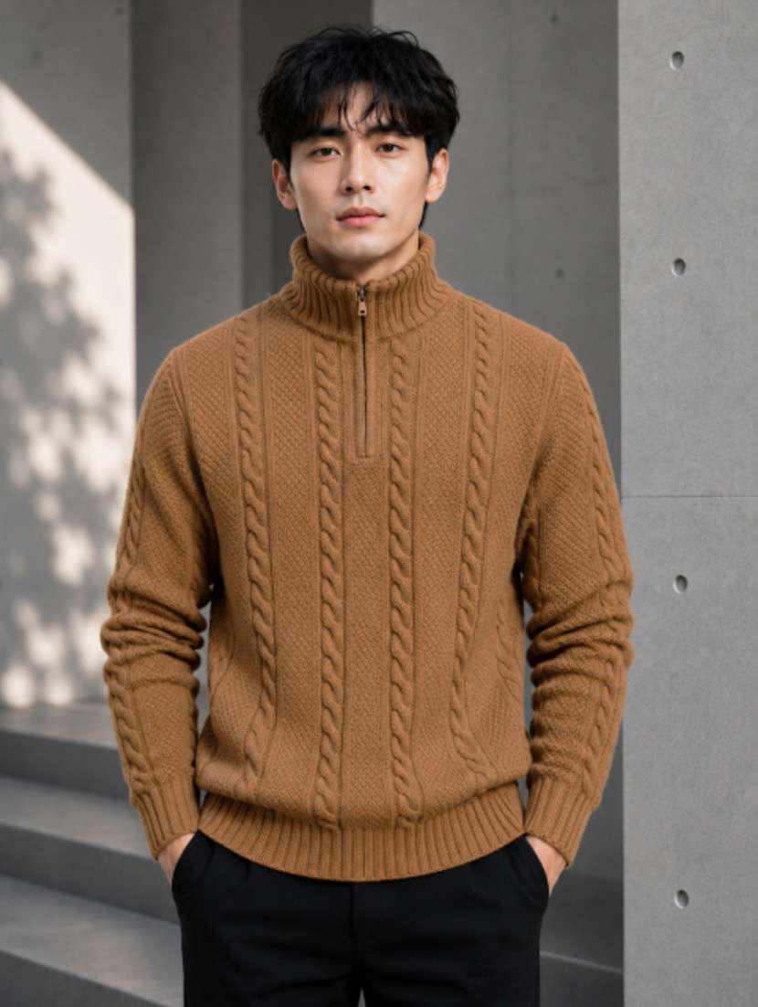 Men Self Design Long Sleeve Regular Fit Pullover - 22687620 -  Standard Image - 1
