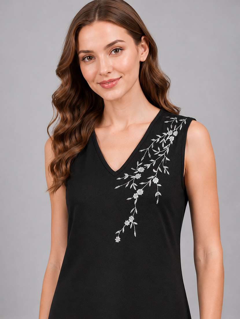 Women Embroidered Sleeveless High Low Dress - 22687994 -  Standard Image - 1