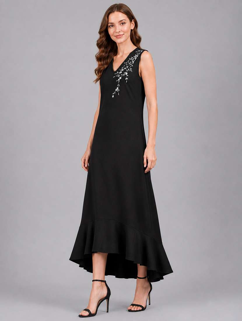 Women Embroidered Sleeveless High Low Dress - 22687994 -  Standard Image - 4